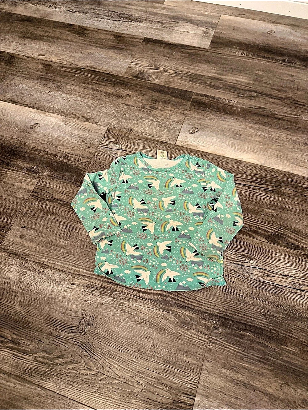 frugi Girls Floral Dress Green & Pink Size 3-4 Years
